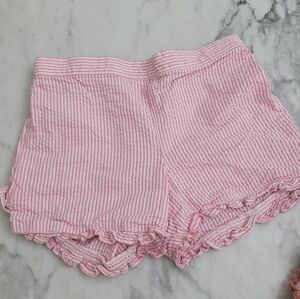 LILLY PULITZER PINK SEERSUCKER STRIPED SHORTS WITH RUFFLE. Sz M
